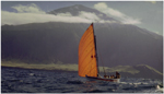 A sailing longboat