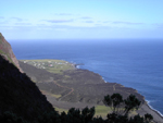 View of the lavafield and the settlement