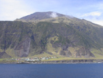 View of settlement and peak