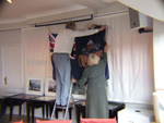 Mr Swayles arranging the Tristan Flag